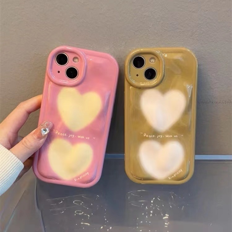 IPHONE Casing Ponsel Desain Pleats Tiga Dimensi Love Kompatibel Dengan Iphone12 13 14 11 Pro Max Bcvfr