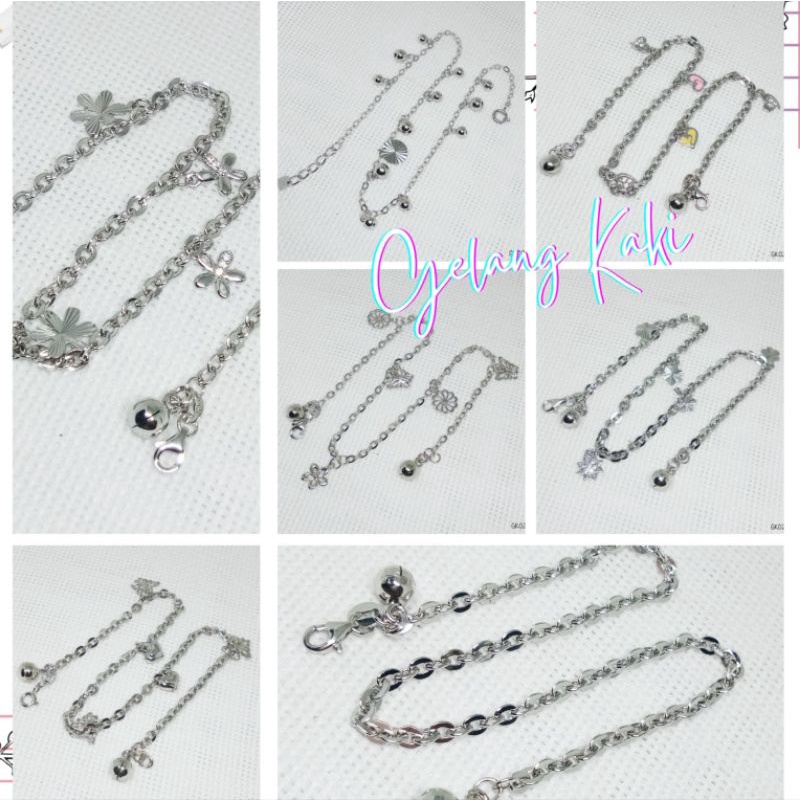 Gelang Kaki Dewasa Perak Asli 925 Lapis Mas Putih - GK022 Anak Remaja Dewasa