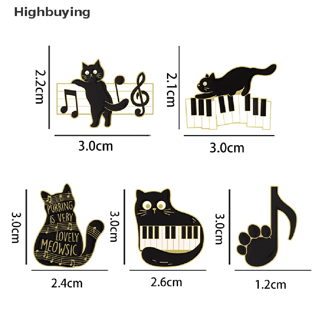 Hbid Piano Kunci Hitam Dan Putih Kucing Bros Enamel Pin Kitty Paw Black Cat Brooch Lapel Badge Fashion Kartun Hewan Dekorasi Medali Perhiasan Glory