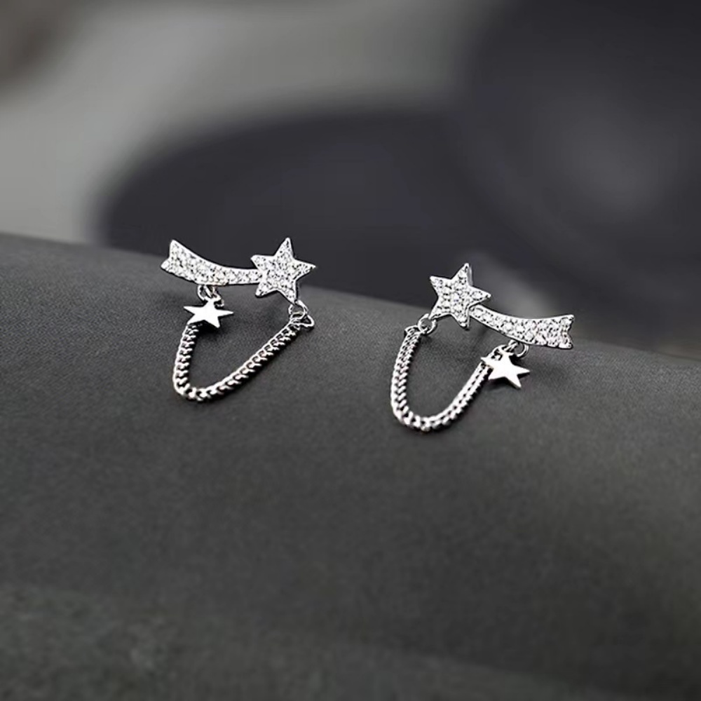 Deartiara Individualized Cool Romantic Star Earrings Anting Rumbai Rantai Bintang Kecil Anting Gaya Korea