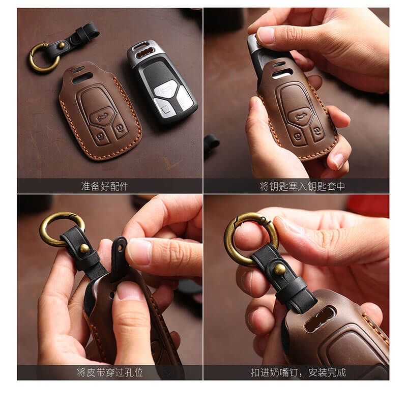 [Tersedia] Kulit Mewah Handmade Smart Remote Case Kunci Mobil Cover Shell Untuk KIA 2022kalmari Pelindung Kunci Holder Fob Aksesoris