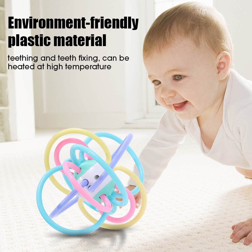 Mainan Bayi Bola Manhattan Grab Untuk 0-3 Tahun/Molar Karet Lembut Dapat Gigit Kerincingan/Mainan Edukasi Rebus Suhu Tinggi/Baby Early Education Grasp Training Ball