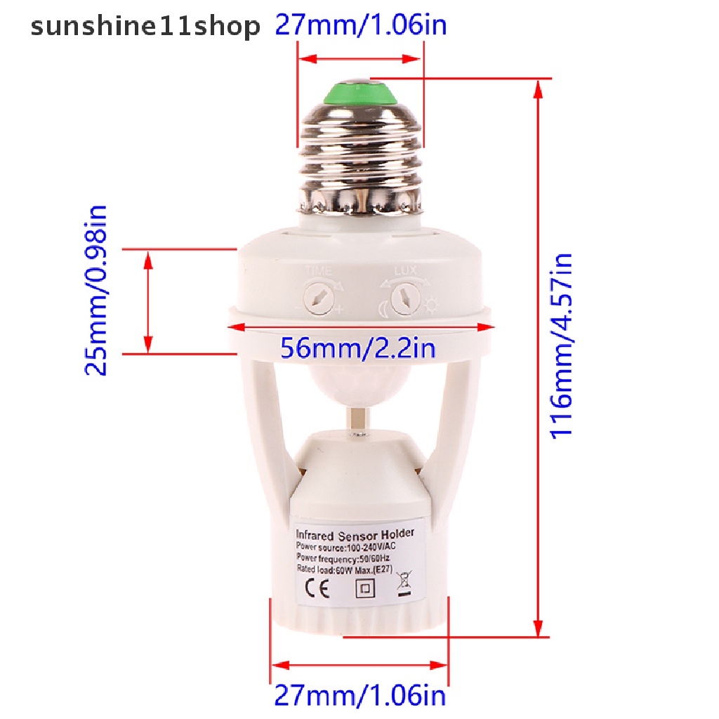 Sho 100-240V Socket E27 Converter PIR Sensor Gerak Base Saklar Cerdas N