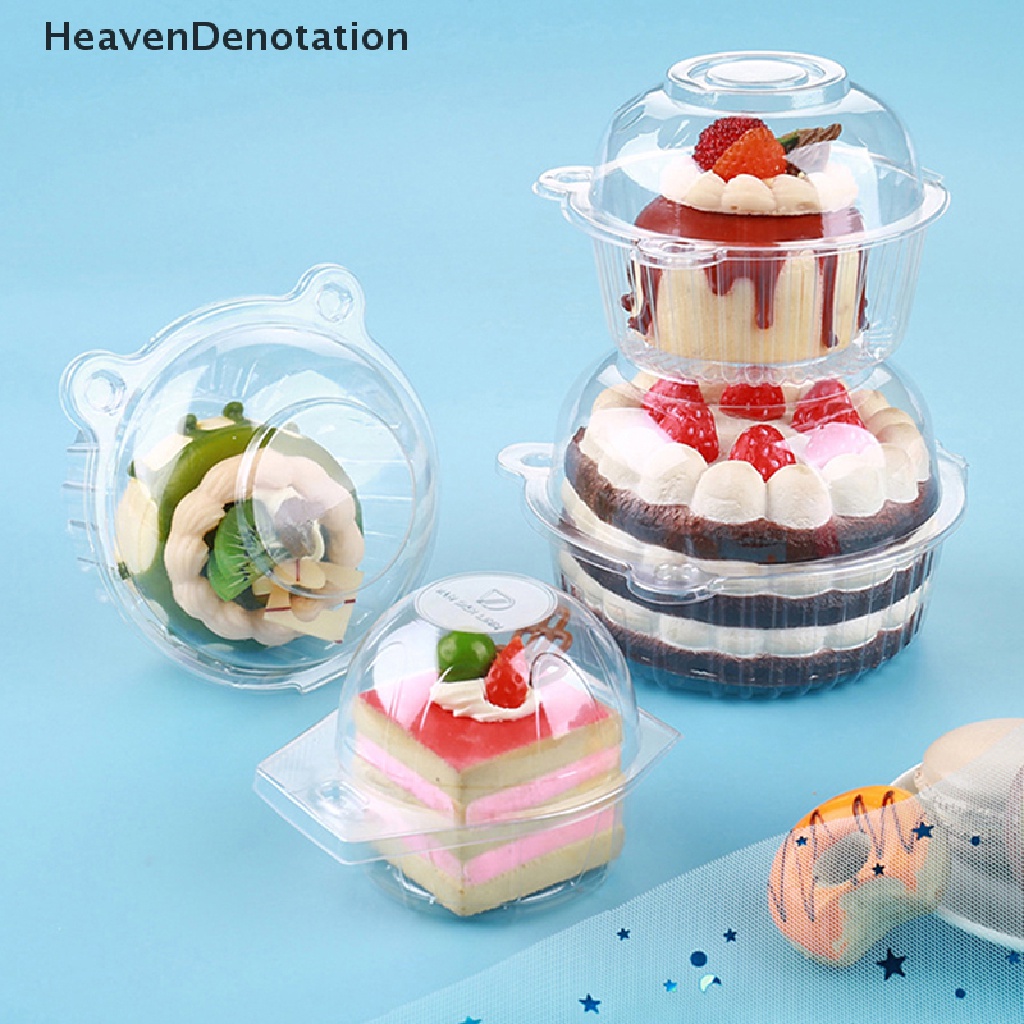 [HeavenDenotation] 10pcs Cupcake Holder Kepala Kucing Bulat Lucu Wadah Muffin Dome Plastik Bening HDV