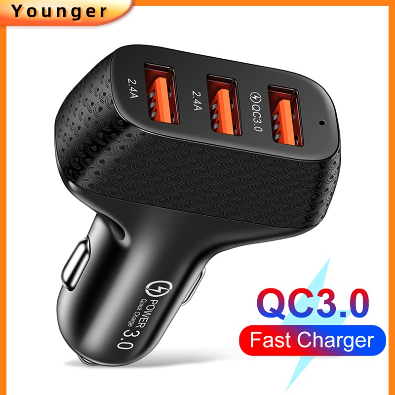 3port USB Charger Mobil 5V Fast Charging Portable phone Adapter 3USB Charger Handphone Untuk i-phone Tipe C Android Di Mobil