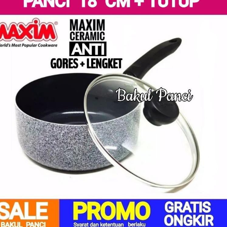 ➦ MAXIM CERAMIC - SAUCE PAN 16 / 18 CM + TUTUP - MAXIM NEOSTONE - PANCI WOK PAN FRYPAN FRY PAN GRANI