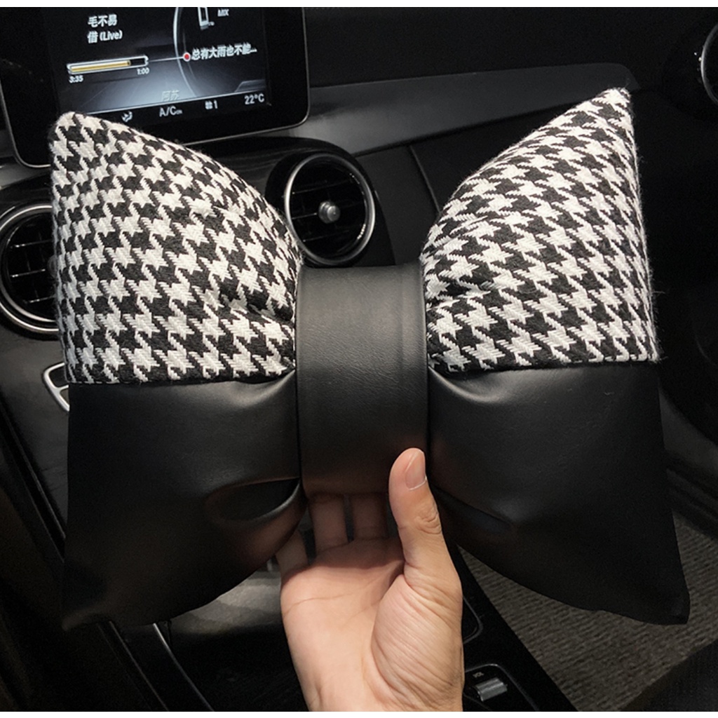 Houndstooth Chvnel Series BANTAL HEADREST Ribbon