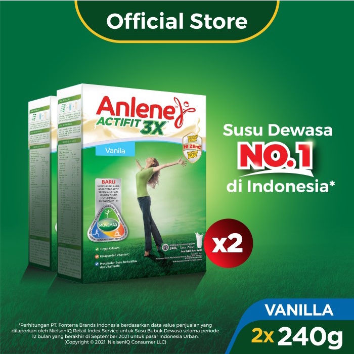 

[ COD ] Anlene Actifit 3X Susu BubukVanila 240g-Tulang, Sendi & Otot
