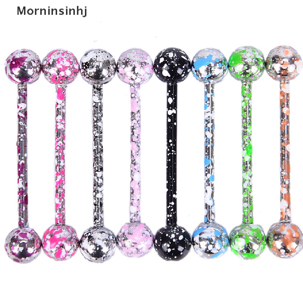 Mornin 8PCS/Set Mix Cincin Lidah Bar Bola Stainless Steel Warna-Warni Perhiasan Tubuh id