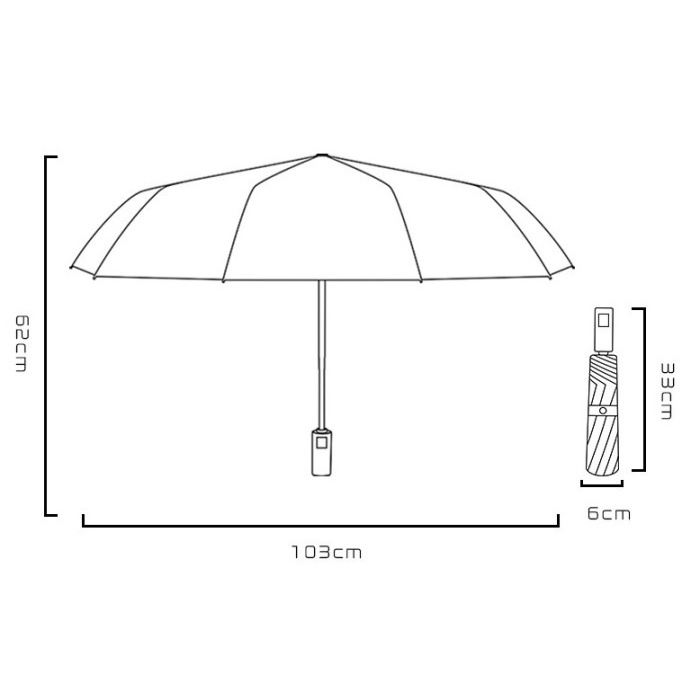 Payung Auto Lipat Senter LED UPF Umbrella