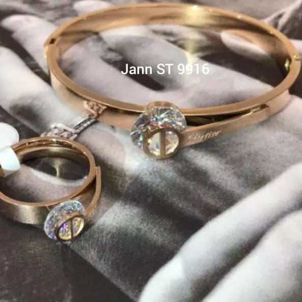 ℮ Titanium Gelang set asli anti karat tidak alergi ➧