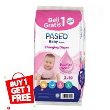 TISU BASAH PASEO BABY WIPES CHANGING DIAPER BELI 1 GRATIS 1