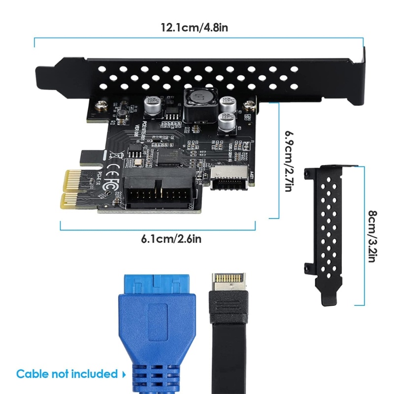 Zzz PCI-Express 3.0 X1 USB3.2 20Pin Riser Adapter Untuk Desktop PC USB 3.2 Gen1 TYPE-E (A-KEY) Ke Kartu Ekspansi D720201 Chi