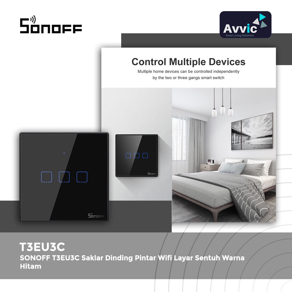 Sonoff Smart Wall Switch T3EU3C saklar wireless smart home IOT