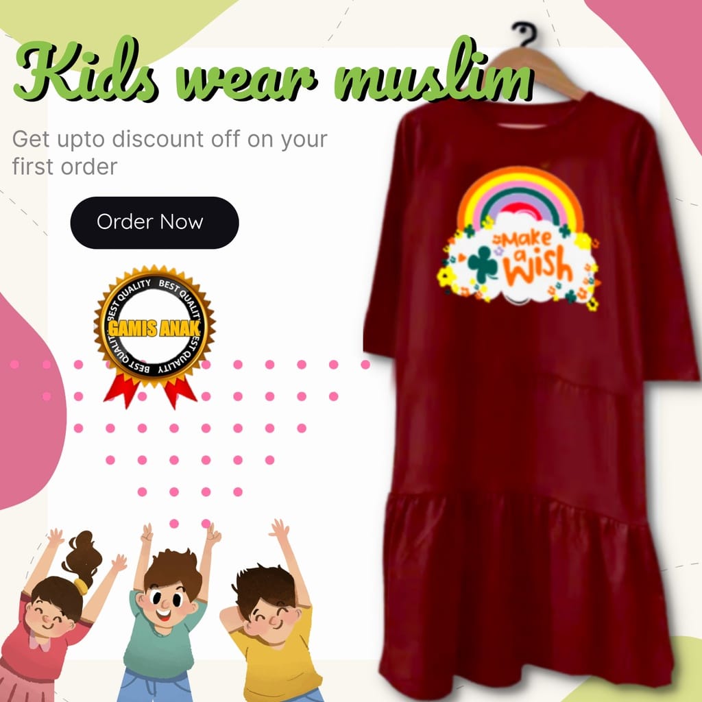 Baju Muslim Tunik Anak Perempuan Rempel 6 - 11 tahun