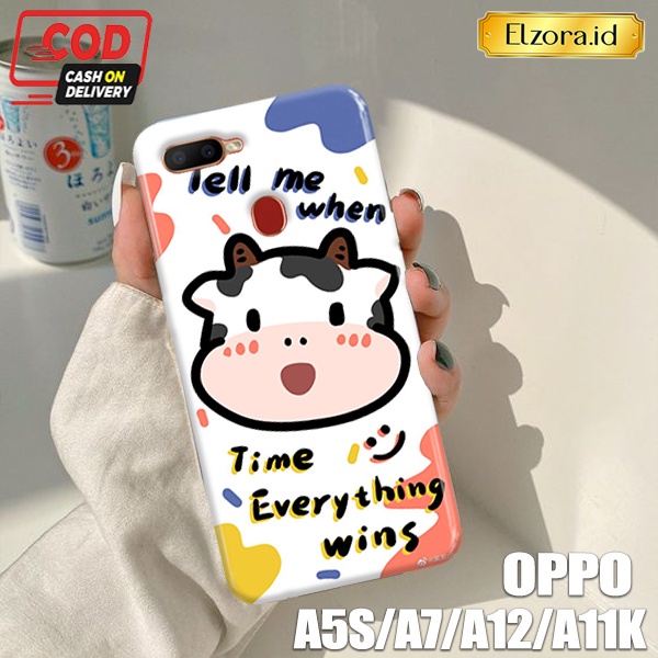 MAKMUR - Case Handphone OPPO A5S/A12/A7/A11K Fashion Case Kartun Sapi Case Lucu Hardcase Softcase Ca