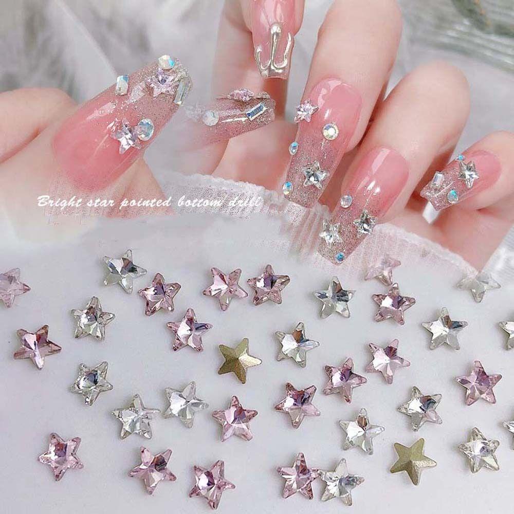 Mxbeauty Bintang Kuku Berlian Imitasi Bintang Mini Manikur Aksesoris Hiasan Kuku Bintang Berujung Lima Perhiasan Kuku