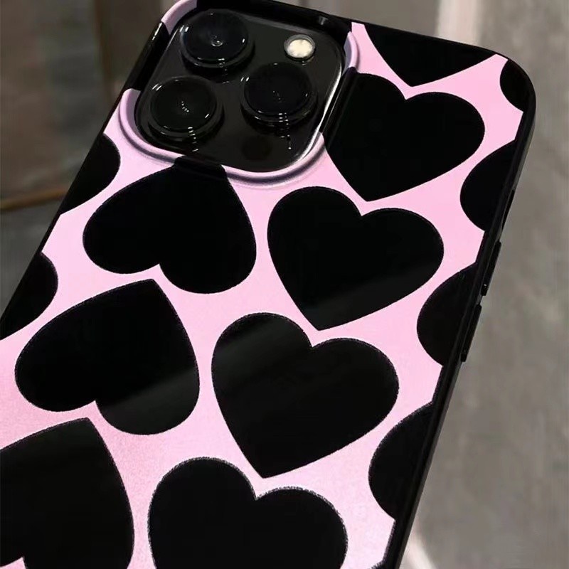 IPHONE Ins Pola Hati Cocok Untuk Iphone14 14pro 14plus 13 13mini 13pro 13prm iPhone12 7Plus 8Plus Xr XS 13 12mini Pro Max Empat Sudut Casing Ponsel Tahan Guncangan