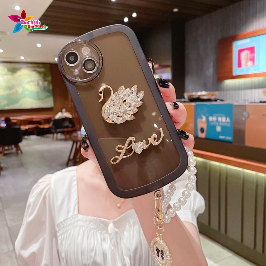 GC14 SOFTCASE OVAL DIAMOND SWAN LANYARD FOR OPPO A3S A1K A5S A7 A12 A11K A15 A15S A35 A16 A16S A17 A17K A5 A9 2020 A36 A76 A37 NEO 9 A39 A57 A52 A92 A53 A33 A54 A57 2022 A77S BB7693