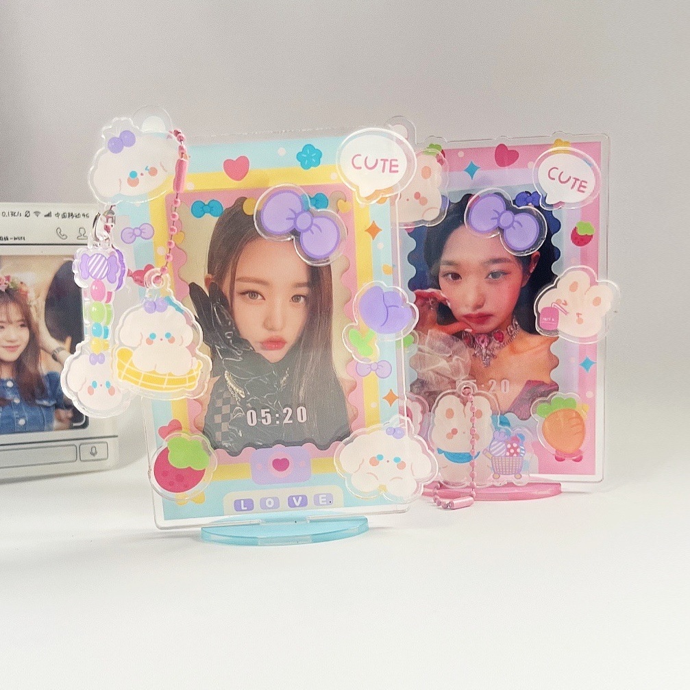 &lt;IN STOCK&gt;Cute Bunny Acrylic Card Holder 3 Inch Photo Frame Holder with Decoration Accessories for Idol Photocard Protective Desk Decor Collection