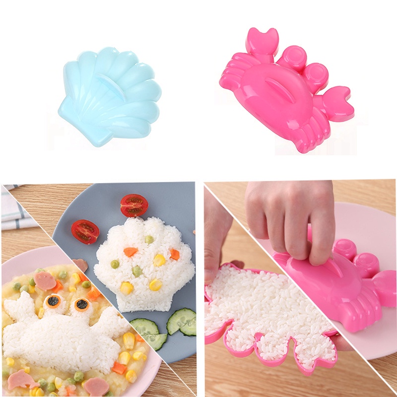 5pcs / set Cetakan Nasi / Sushi / Onigiri / Bento Desain Kartun Tema Laut Handmade DIY Untuk Dapur