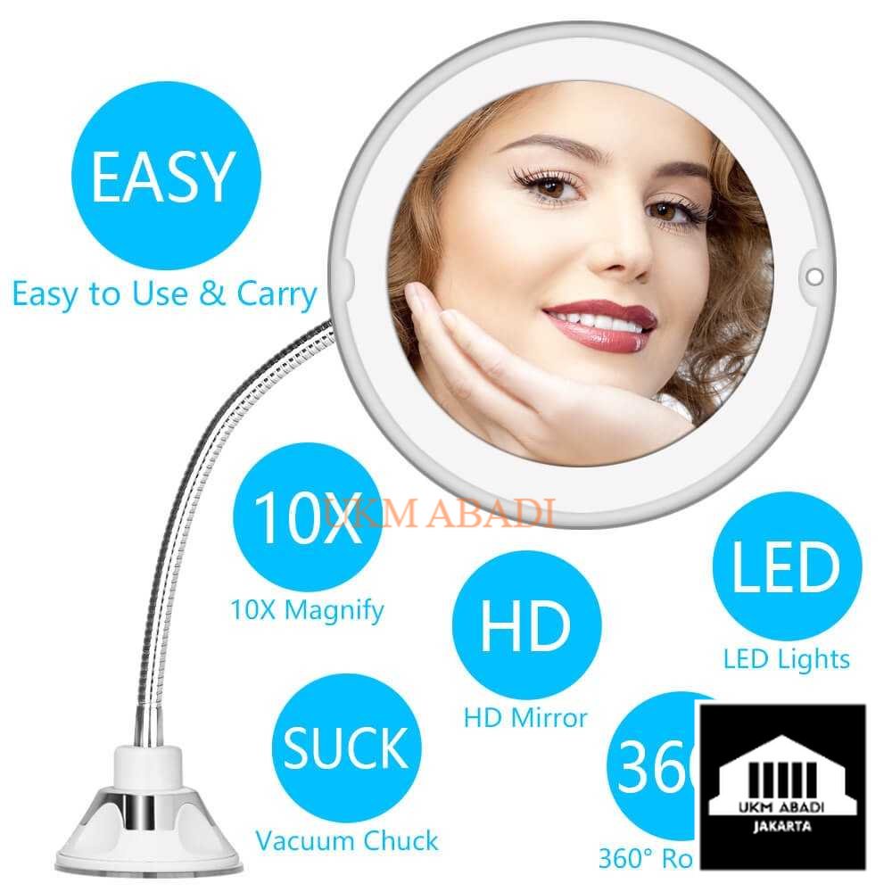 Cermin Pembesar Lampu LED Make Up Magnification 10X Suction Cup ORZ3