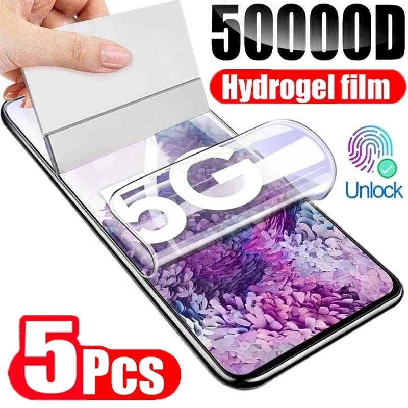 5pcs Untuk Samsung Galaxy S8 S9 S10 S10E S20 S21 S22 S23 Plus Ultra FE 5G Hydrogel Film Pelindung Layar Untuk Samsung Note8 9 10 20 Plus Ultra