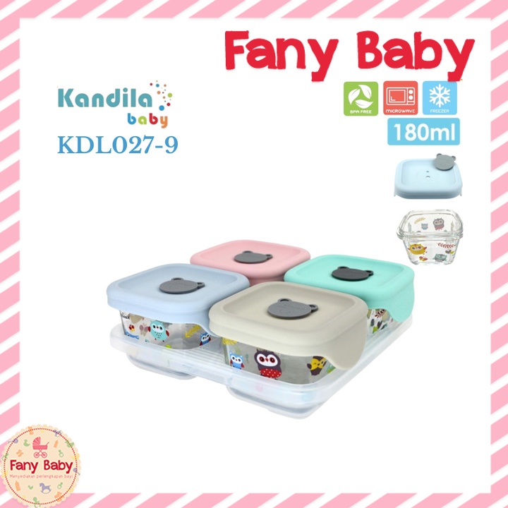 KANDILA BABY PRINTED GLASS FOOD CONTAINER 4PCS 180ML / KDL027-9