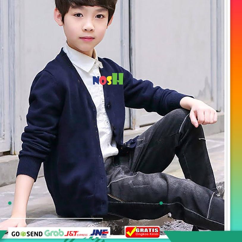 ☁ Cardigan Rajut Anak Cowok Remaja Teens Vneck - NOSH ❁