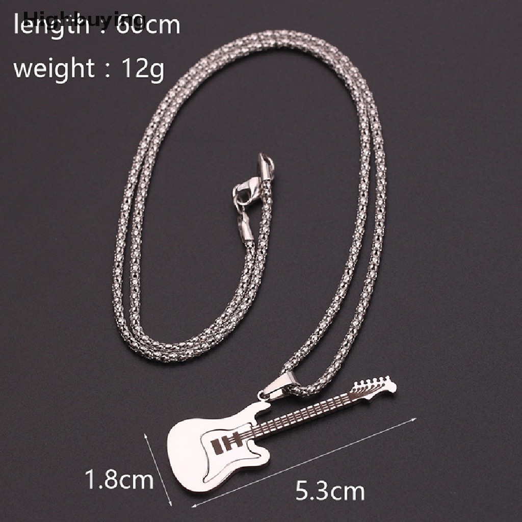 Hbid Hip Hop Emas Hitam Warna Perak Fashion Pria Wanita Stainless Steel Musik Rock Gitar Liontin Perhiasan Rantai Kalung Hadiah Glory