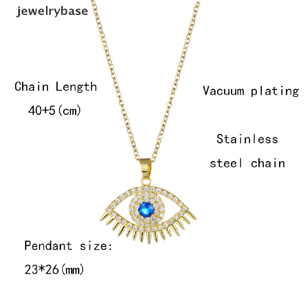 [jewelrybase] Evil Eye Charm Liontin Lapis Emas Asli 18K Cubic Zirconia Perhiasan Kalung Butik