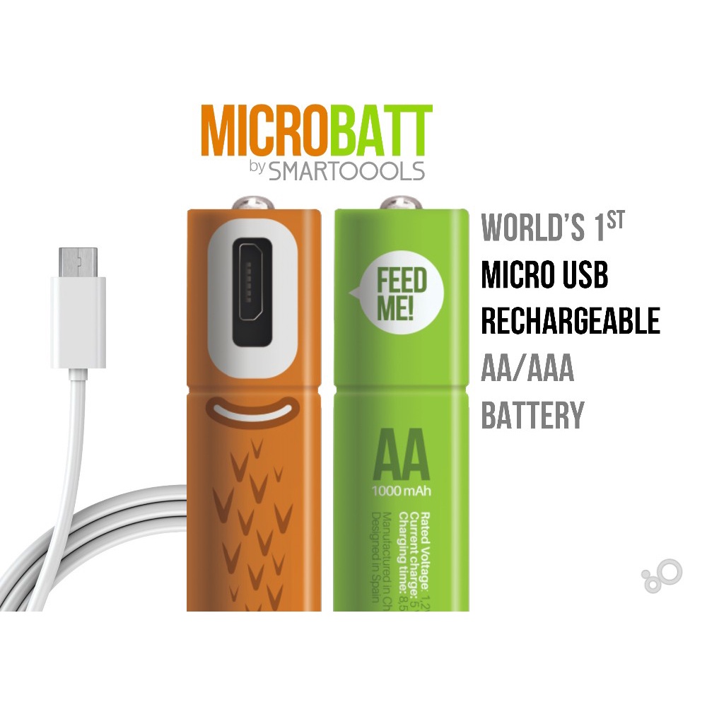 Baterai Isi Ulang 2Pcs Micro USB MICROBATT Baterai Cas Rechargeable Micro USB 2PCS