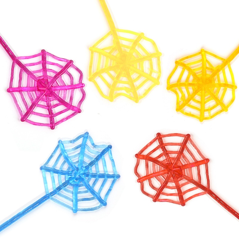 Warna Acak Novelty Fidget Toy Stretchy Party Favor Sticky Spider Web Mainan Elastis Stretchable Sticky Spider Web Climbing Novelty Mainan Untuk Ulang Tahun Anak Nikmat Halloween Part