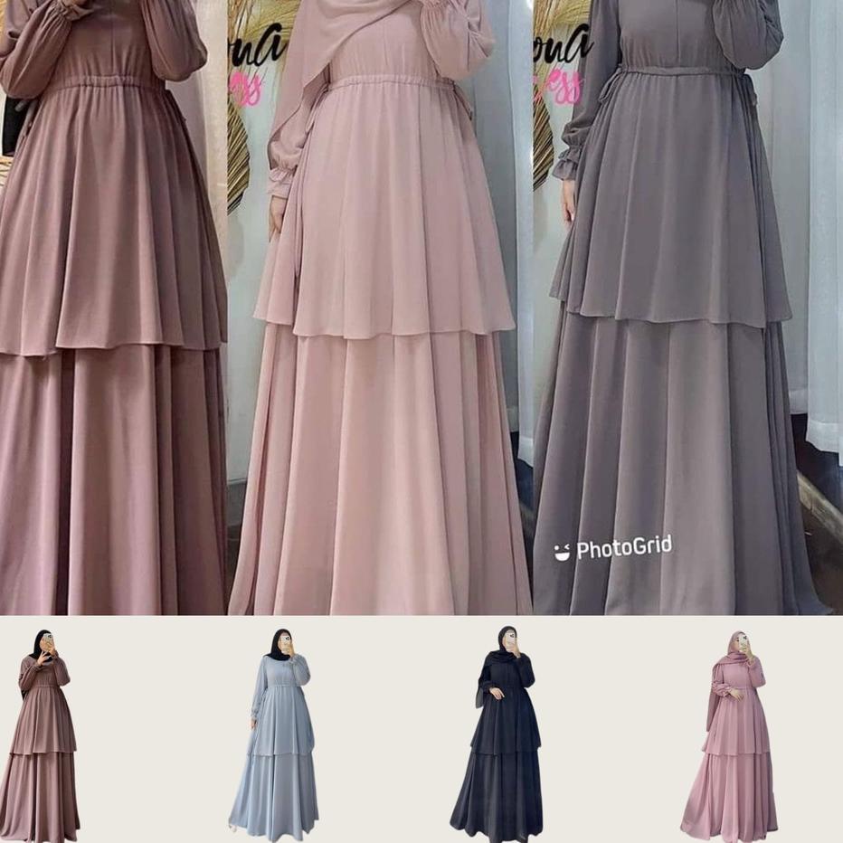 SUPLIER BAJU MUS Gamis Dewasa 2023 Untuk Lebaran Viona Dress Maxy Ceruty Babydoll Import  ✓