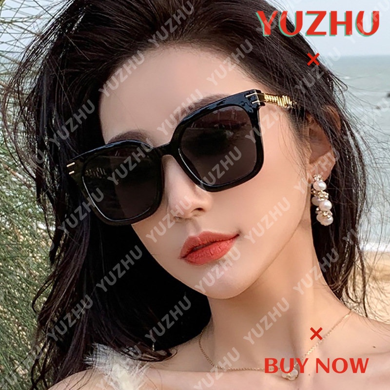 (YUZHU) Kacamata Candi Rantai Mode Baru Untuk Wanita Mode Barat Oversized Frame Square Sunglasses