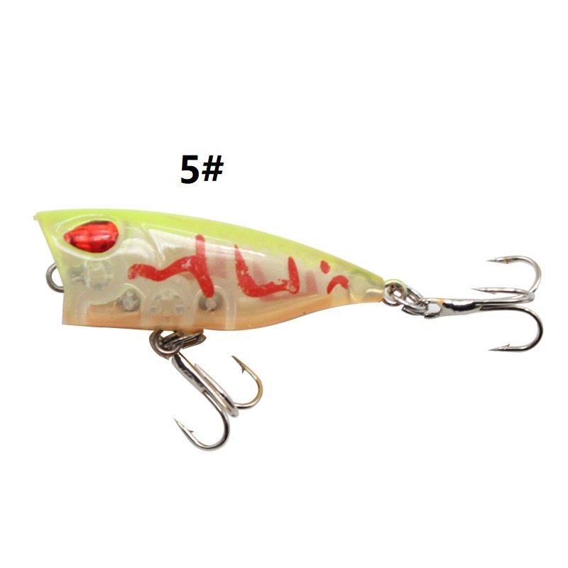 5 Pcs Kotak Baru Popper Umpan Pancing 4 cm 3.2g Mini Crankbait Memancing Umpan Swimbait Bass Wobbler Kait Mengambang Topwater Umpan Pancing Hook Tackle