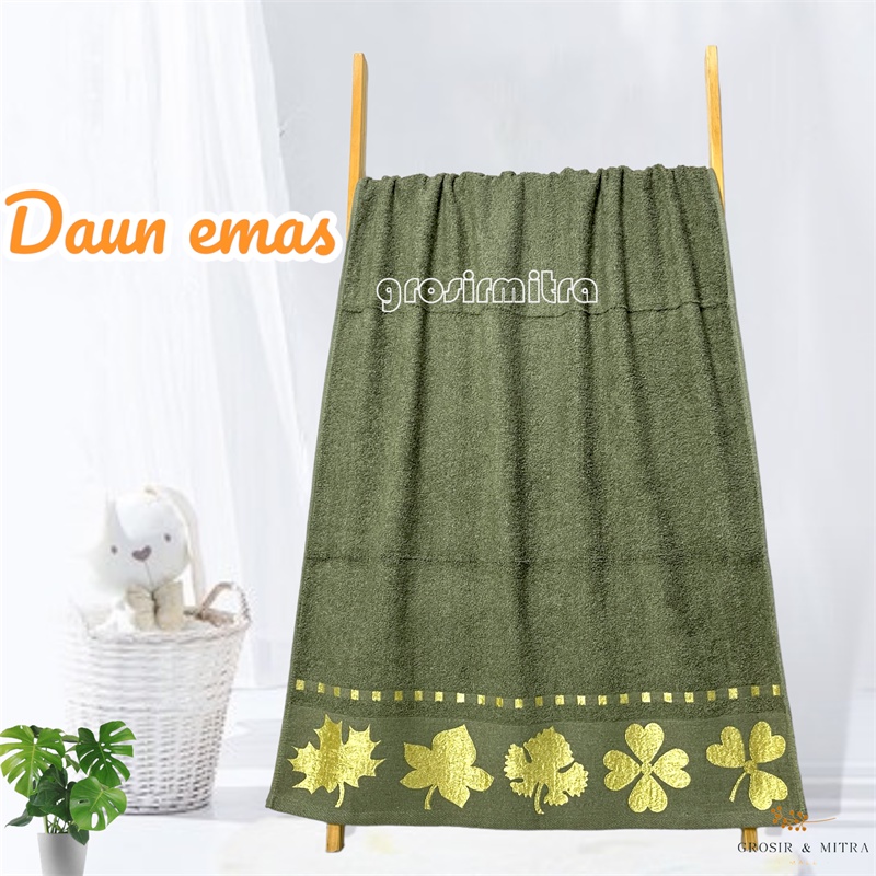 Handuk Mandi Dewasa / Handuk Mandi / Handuk Katun 100% / Kamar Mandi  / Handuk 70x140cm Daun EMAS