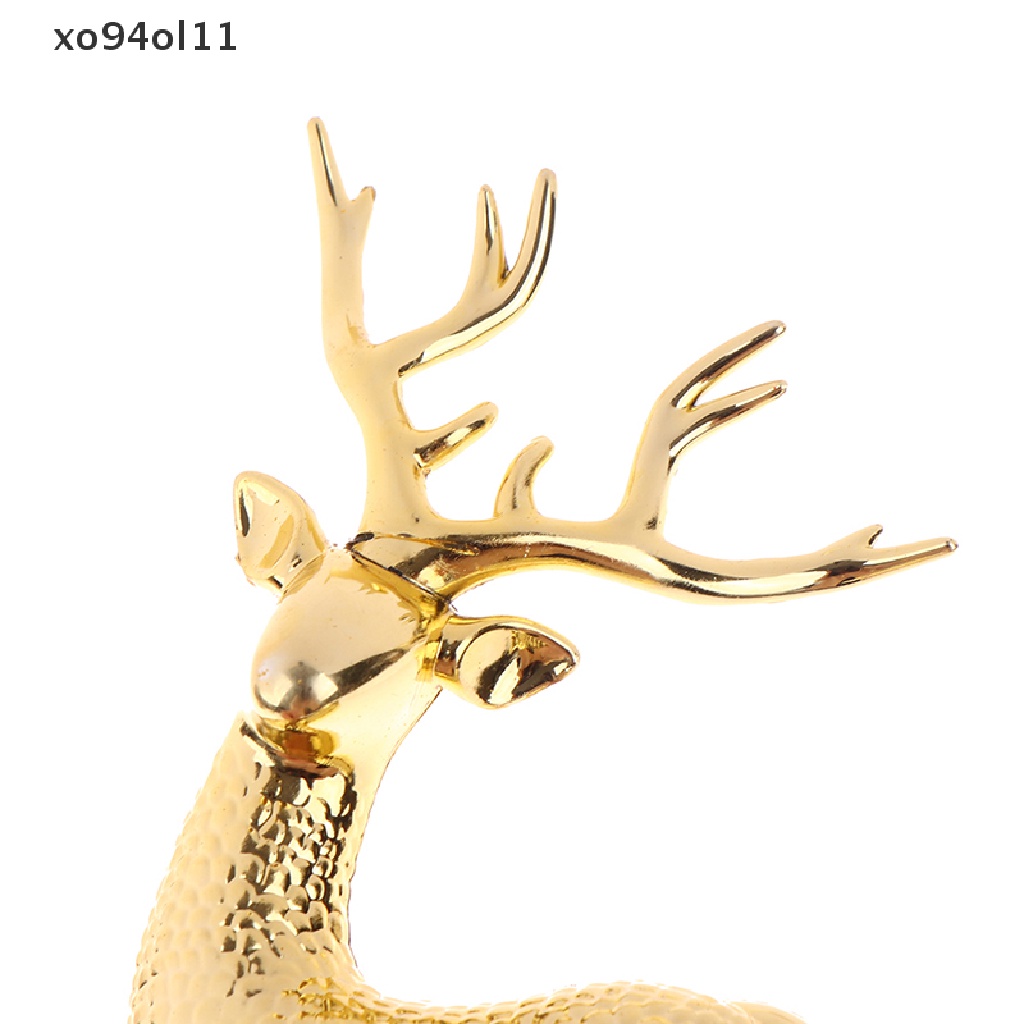 Xo 1pc Natal Elk Plastik Golden Cake Topper Dessert Dekorasi Hadiah Anak OL