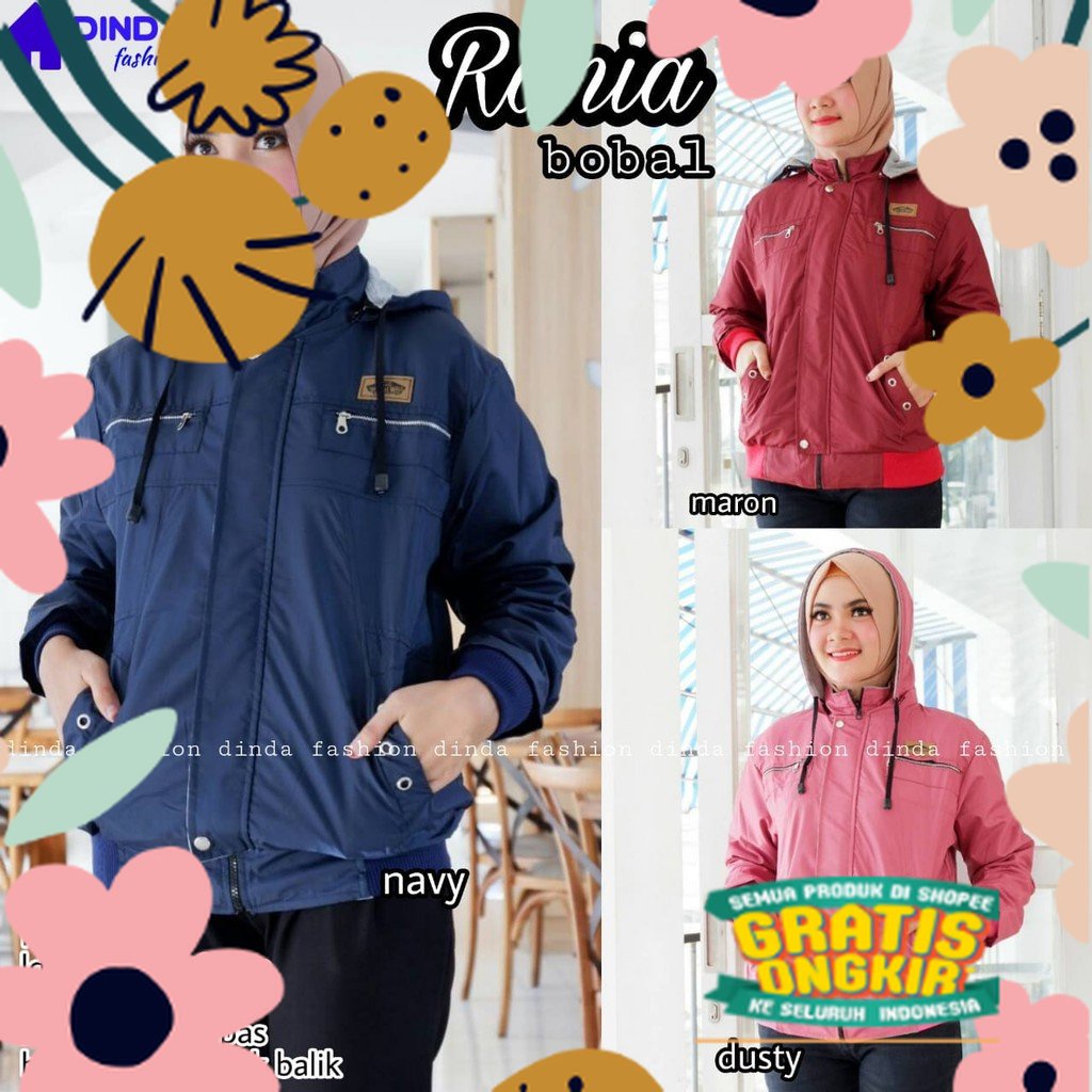 rania bobal dinda | jaket wanita parasut bolak balik all size standar / batik jawa