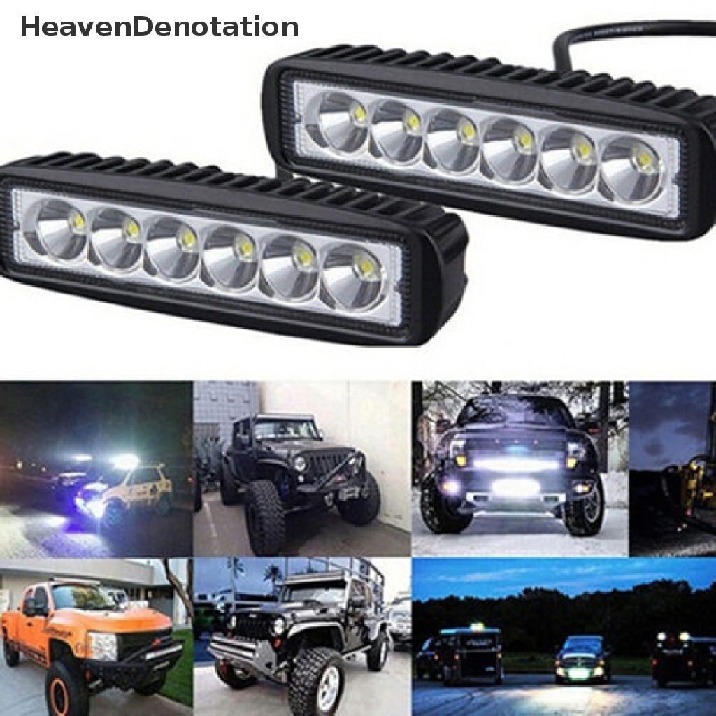 [HeavenDenotation] 2pcs 18w 6lampu Kerja Mobil LED DRL Sorot Terang Tinggi Tahan Air Mengemudi Lampu HDV