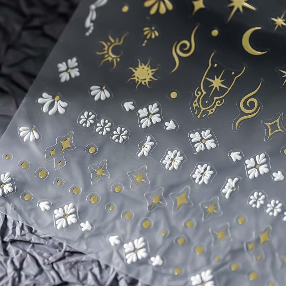 AUGUSTINA Agustina Bunga Stiker Kuku Wanita Bronzing Moon Manicure Aksesoris Bohemia Nail Stickers