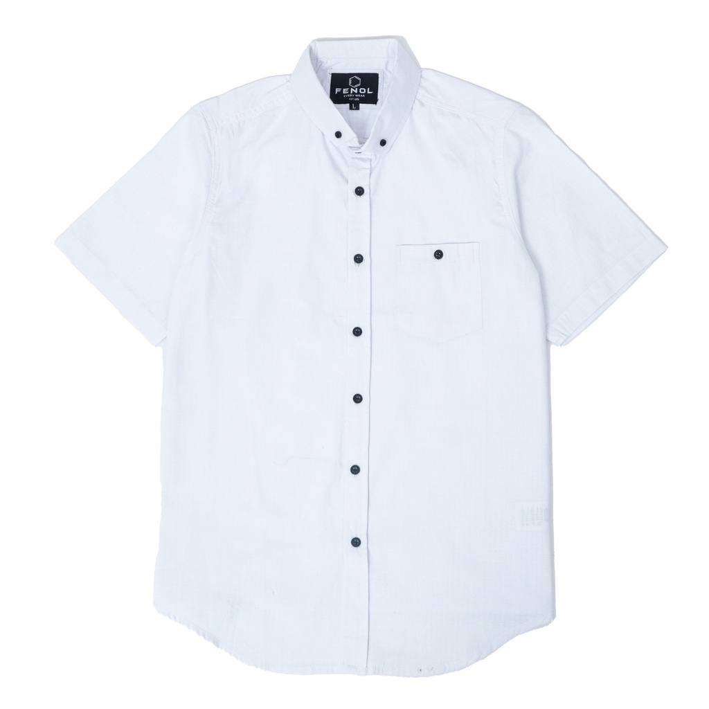 711 Kemeja Pria Lengan Pendek Slimfit Putih Polos Simple Premium Distro Grosir