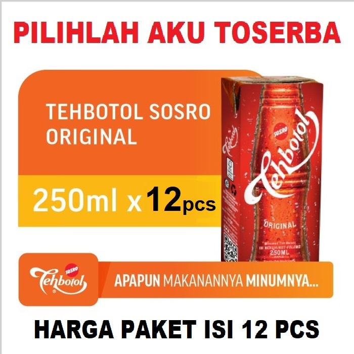 Teh Botol Sosro Kotak Original 250 ml - ( HARGA 12 pcs )