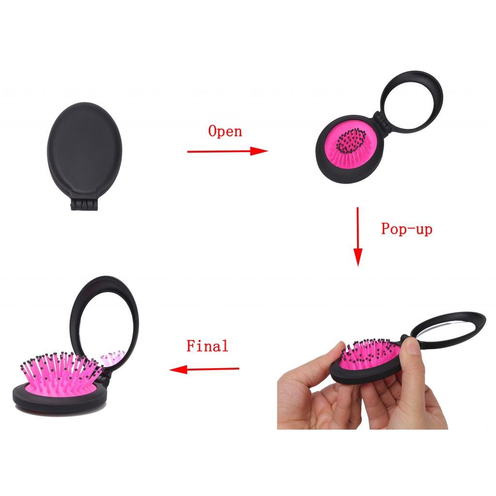 [100% ORIGINAL] Sisir Rambut Lipat Portable Dengan Cermin Untuk travel