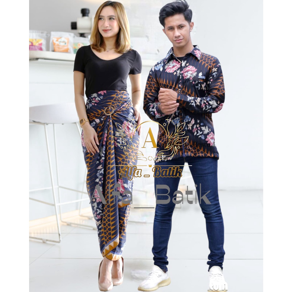 BATIK COUPLE / BAJU BATIK COUPLE LENGAN PANJANG/ BATIK SET / BATIK LENGAN PANJANG/ BATIK COUPLE ROK LILIT / ROK LILIT BATIK/KEMEJA BATIK/