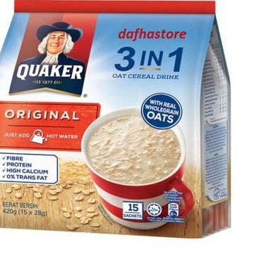 

✸ Quaker 3 in 1 oat cereal drink original isi 15 sachet x 28gram ♦