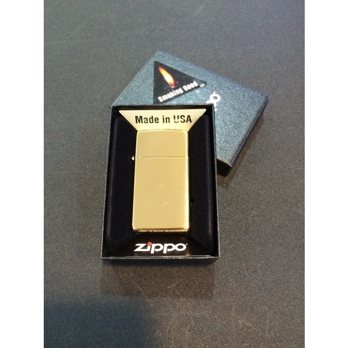 Original Zippo Slim 1654B hi pol chrome Made In USA
