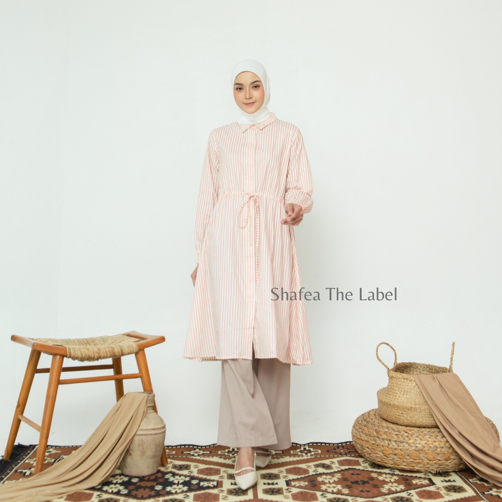 Long Tunik by humaira store surabaya - Tunik Wanita Serut Depan - Long Tunik Kekinian Bahan Katun Je
