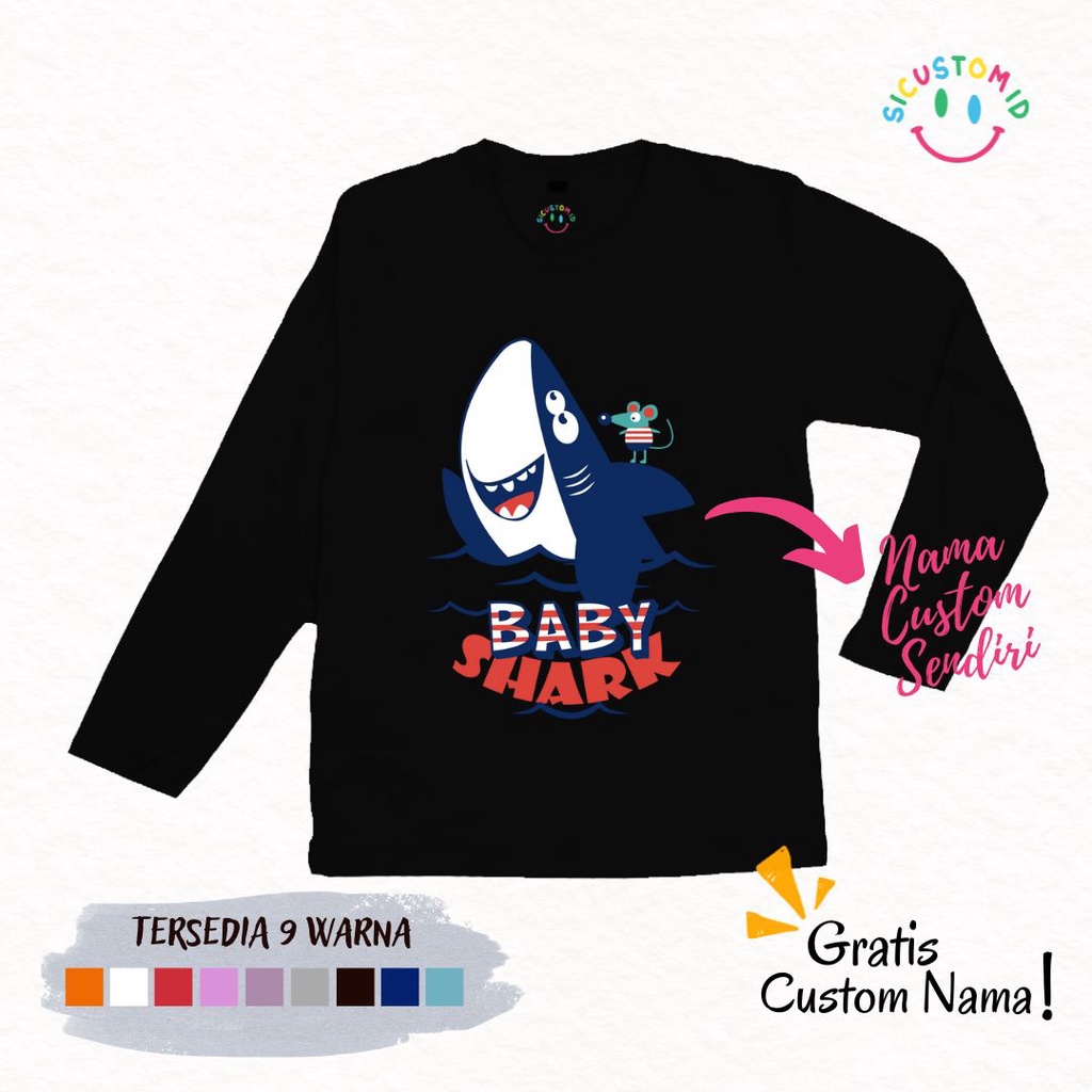 TERLARIS BAJU KAOS ANAK TANGAN PANJANG BABY SHARK KARTUN ANAK YOUTUBE