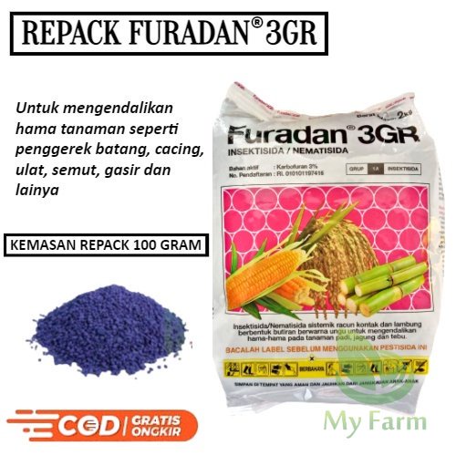 Furadan 3gr Kemasan Repack 100 Gram Insektisida / Nematisida Obat Pembasmi - Pengendali Hama Ulat Gr